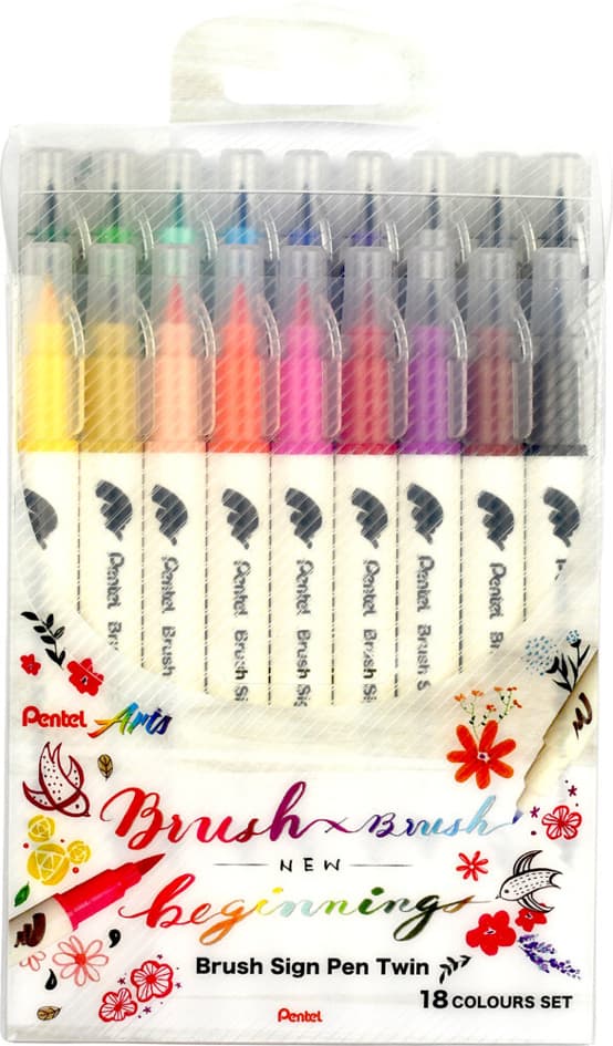 Pentelarts Brushsignpen Pinselstift Twin, 18er Set