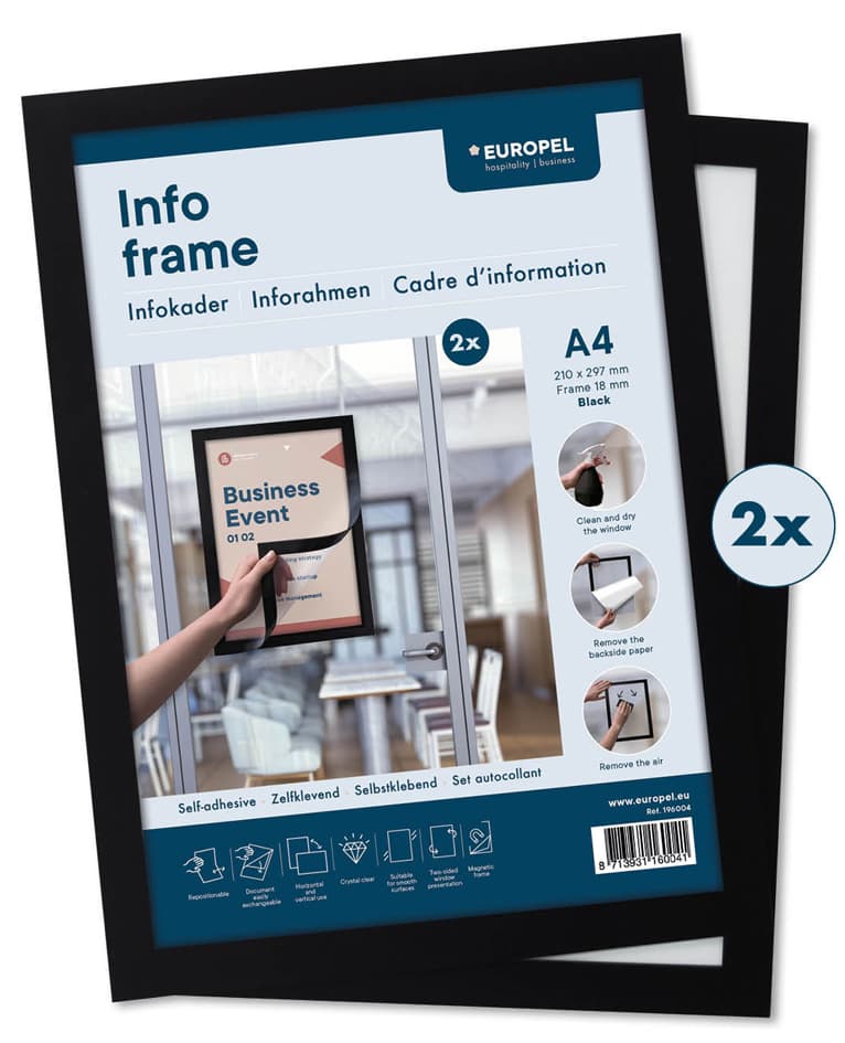 Europel Magnetrahmen Info Frame, Din A4, Schwarz