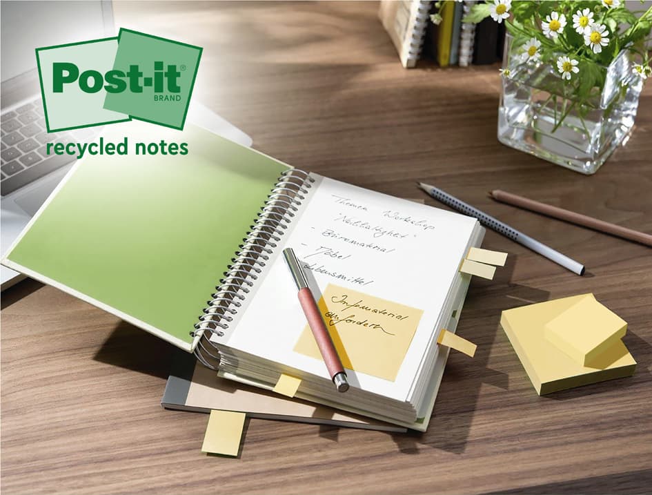 Post-It Haftnotizen Super Sticky Recycling Notes, Farbig