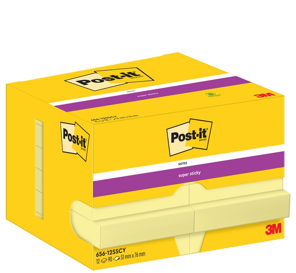Post-It Haftnotizen Super Sticky Notes, 51 X 76 Mm, Gelb