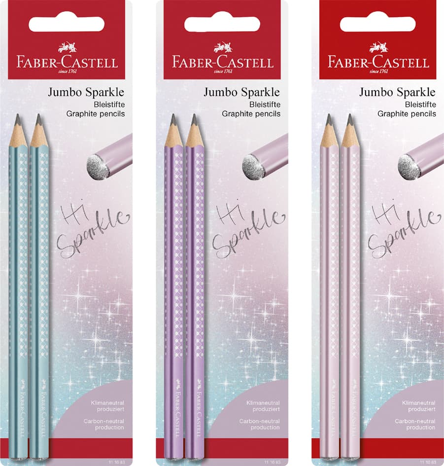 Faber-Castell Bleistiftset Jumbo Grip Sparkle, Sortiert