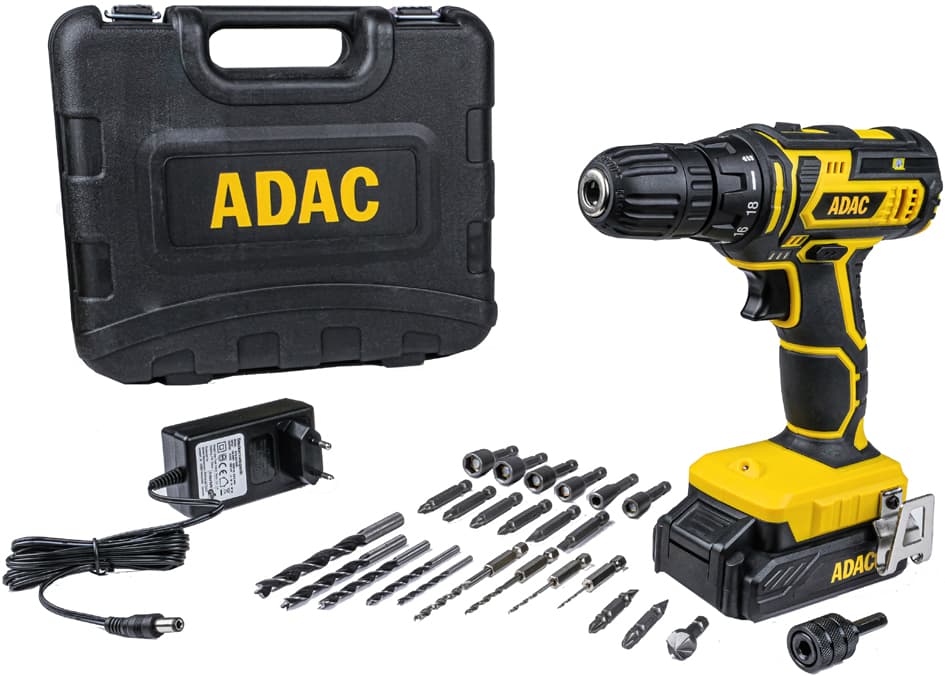 Brüder Mannesmann Adac Akku-Bohrschrauber, 20 Volt, Koffer