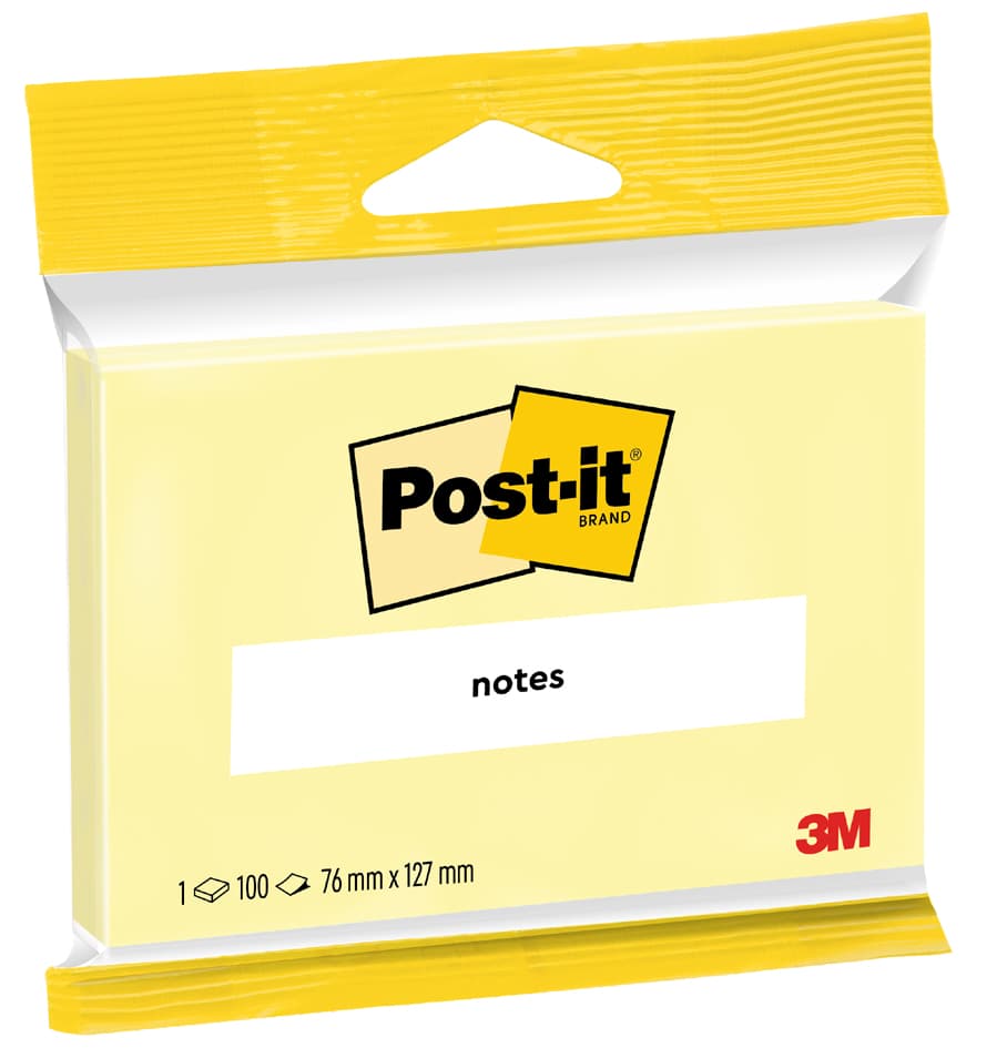 Post-It Haftnotizen Notes, 76 X 127 Mm, Gelb, Blister