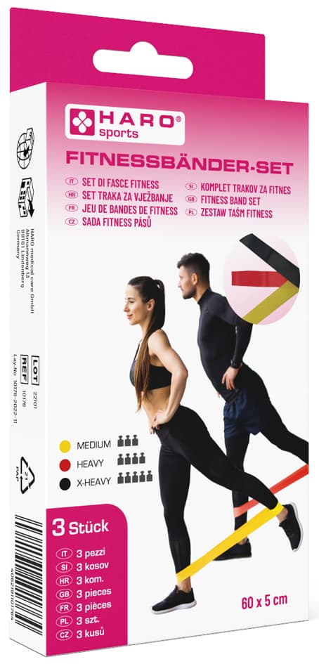 Haro Fitness-Bänder-Set, Medium - Stark, 3er-Set