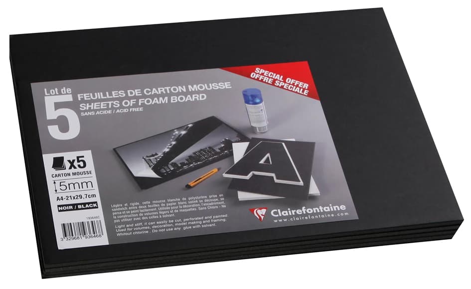 Clairefontaine Foam Board, 210 X 297 Mm (A4), 5 Mm, Schwarz