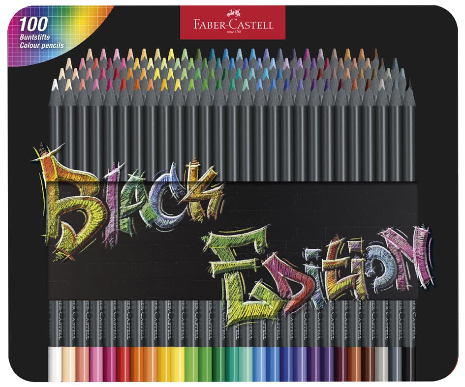 Faber-Castell Dreikant-Buntstifte Black Edition, 100er Etui