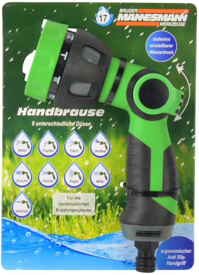 Brüder Mannesmann Gartenbrause, 9 Sprühfunktionen