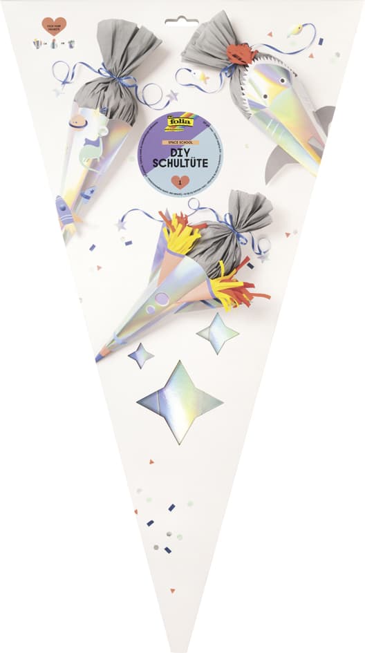 Folia Schultüten-Bastelset Space School, 3 Motive