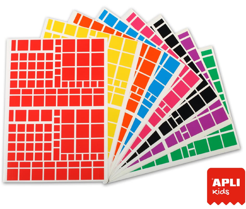 Apli Kids Sticker , Quadrat, , Auf Bogen, Großverpackung