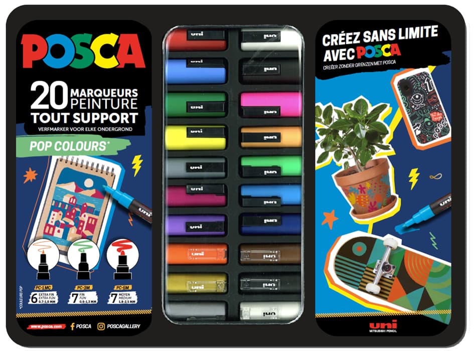 Posca Pigmentmarker , Pop Colours, , 20er Metallbox