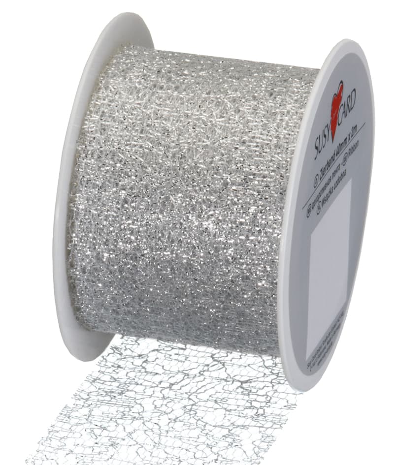 Susy Card Geschenkband Auf Spule , Lace Metallic, , Silber