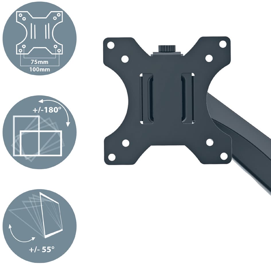 Leitz Doppel-Monitorarm Ergo Dual, Armlänge: 453 Mm,Samtgrau