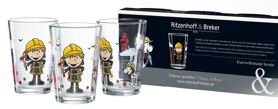Ritzenhoff & Breker Trinkglas Feuerwehrmann Bernie, 3er Set