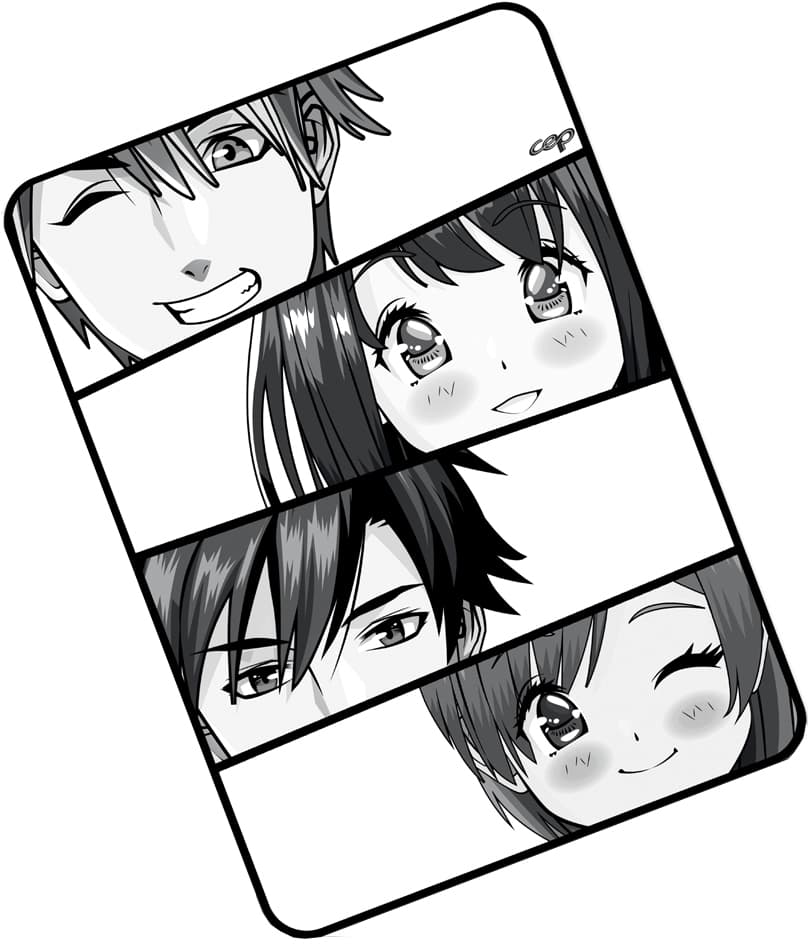 Cep Mauspad Manga Helden, Schwarz/Weiß
