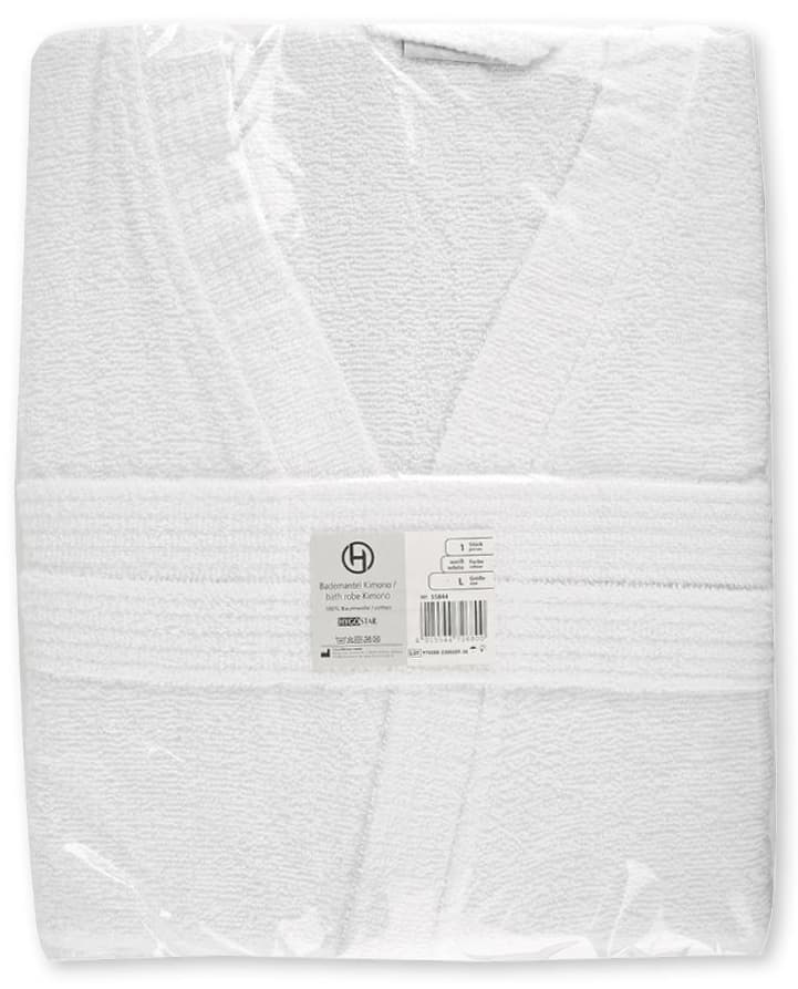 Hygostar Frottee-Bademantel Kimono, S, Aus Baumwolle, Weiß