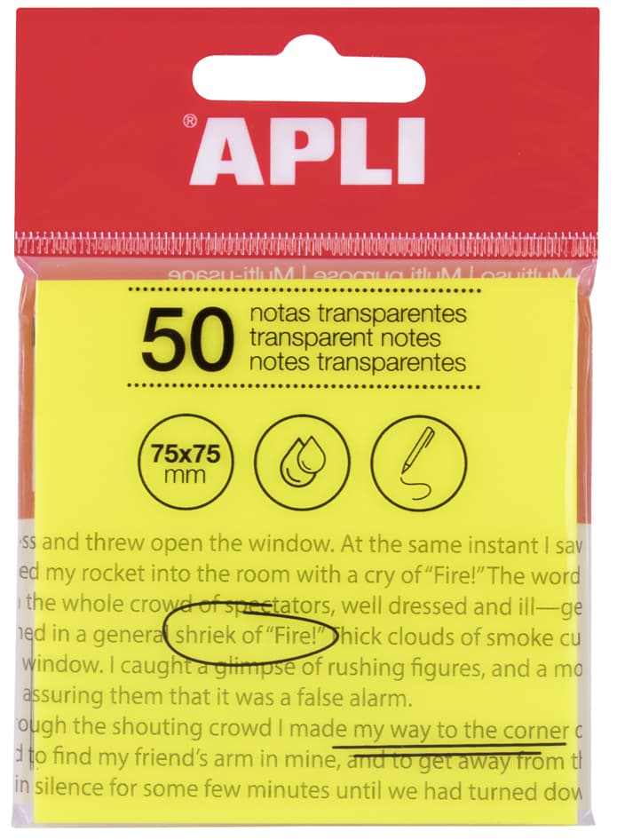 Apli Haftnotizen, 75 X 75 Mm, Gelb Transparent