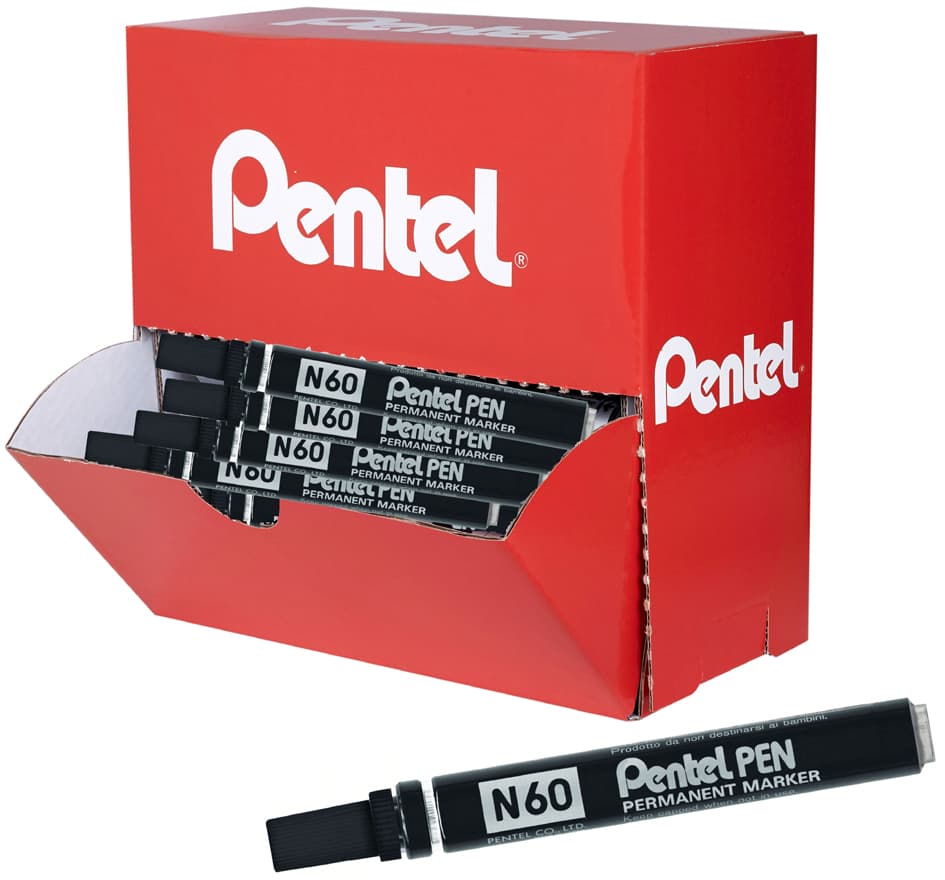 Pentel Permanent-Marker N60, Schwarz, 36er Thekendisplay