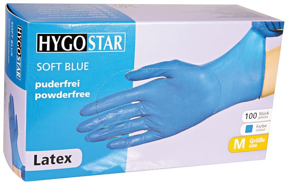 Hygostar Latex-Handschuh Soft Blue, M, Blau, Puderfrei