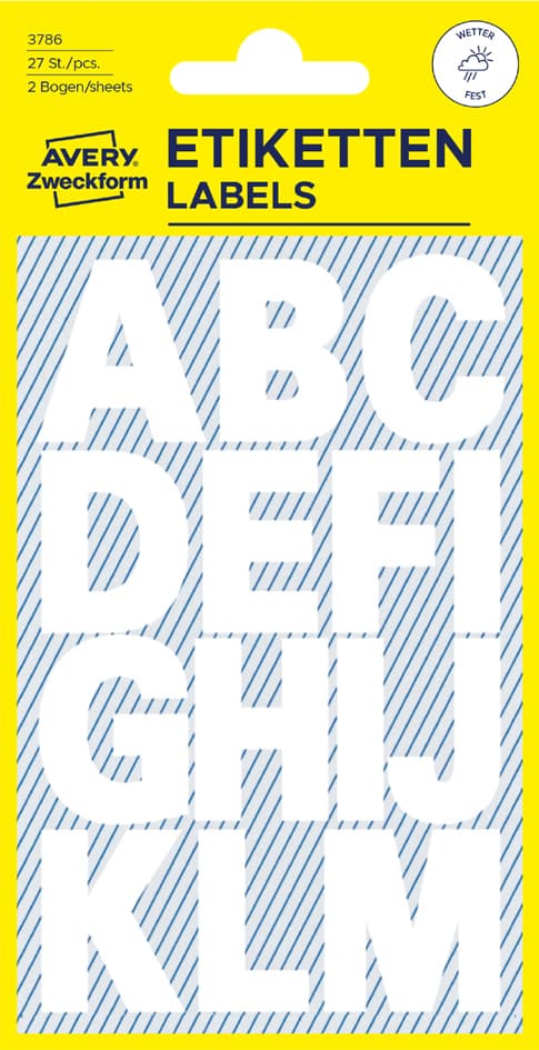 Avery Zweckform Buchstaben-Etiketten, Buchstaben A-Z, Weiß