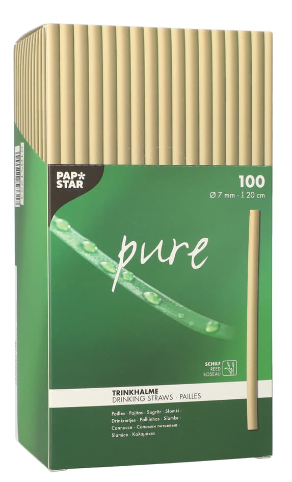 Papstar Schilf-Trinkhalme , Pure, , 200 Mm, Natur