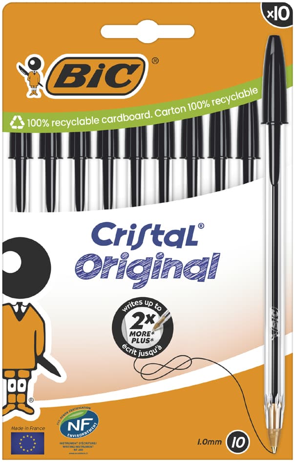 Bic Kugelschreiber Cristal Original, Schwarz, 10er Kartonbox