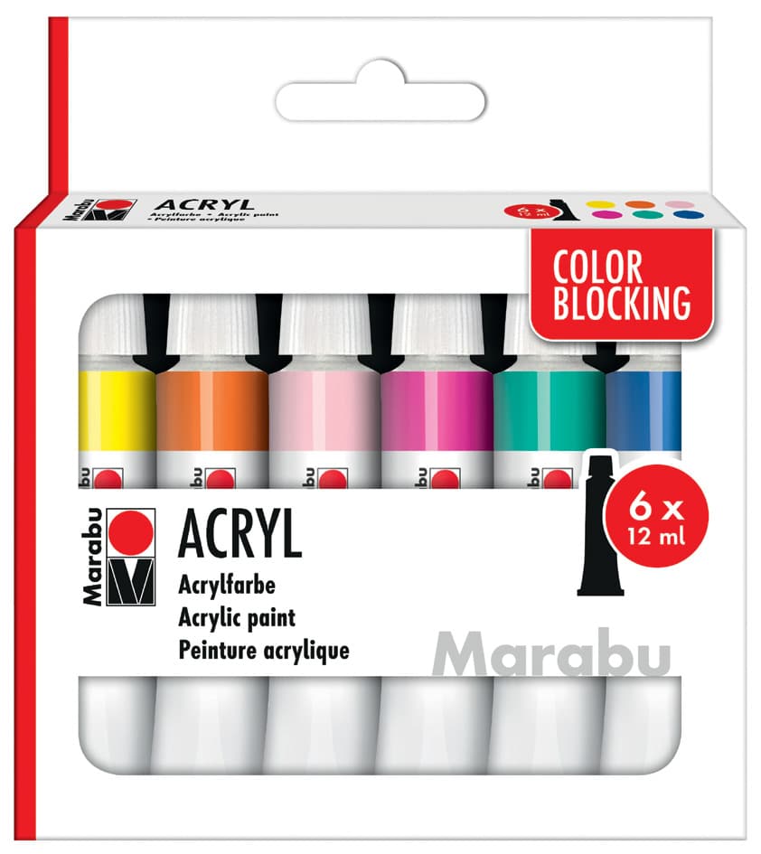 Marabu Acrylfarben-Set Color Blocking, 6 X 12 Ml