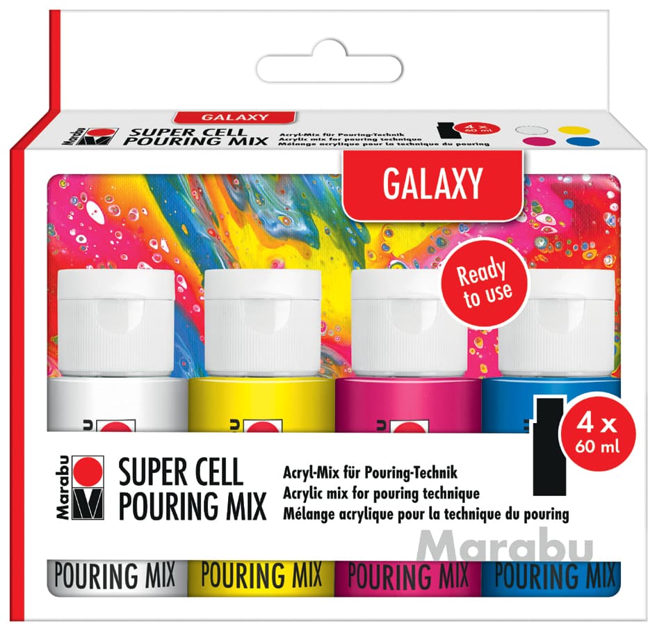 Marabu Super Cell Pouring Mix-Set Galaxy, 4 X 60 Ml