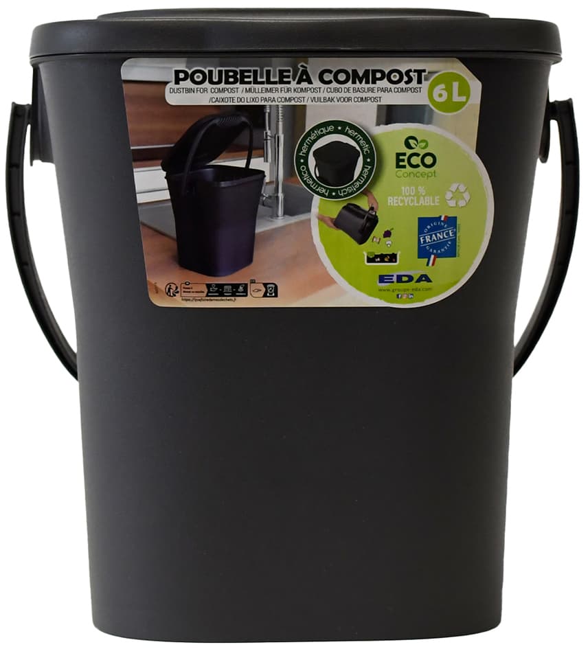 Eda Komposteimer Kompost, 6 Liter, Anthrazit