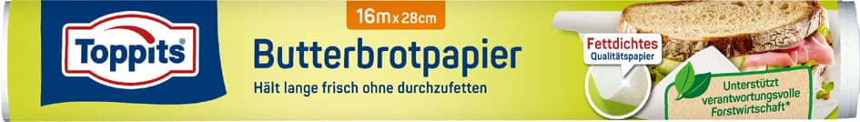 Toppits Butterbrotpapier, Breite: 280 Mm, Länge: 16 M, Weiß
