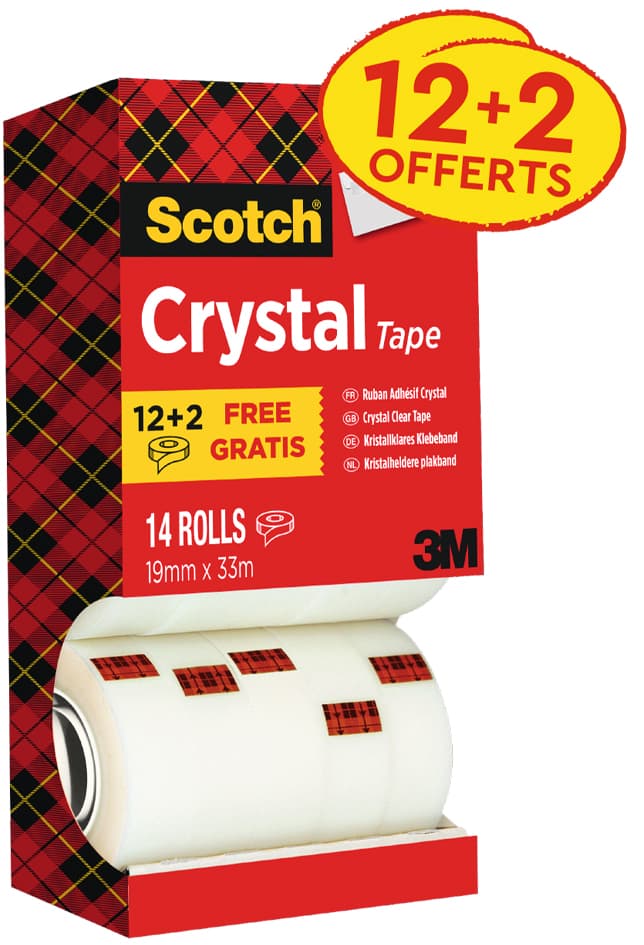 Scotch Klebefilm Crystal Clear 600, 19 Mm X 33 M, 12+2