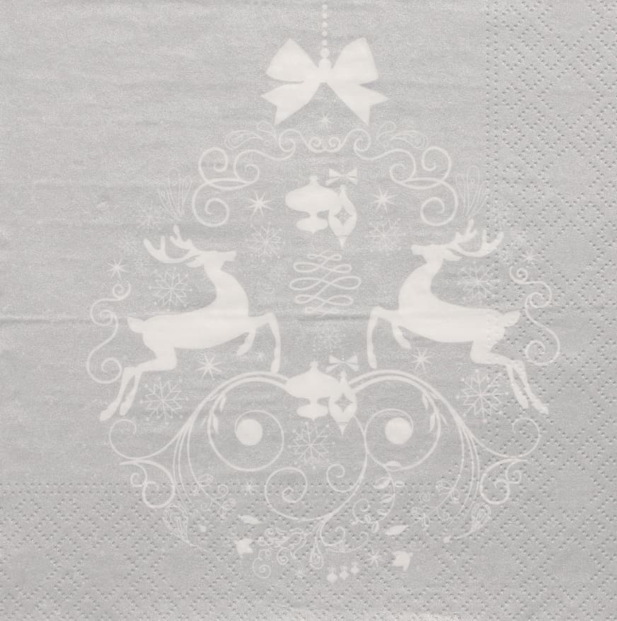 Papstar Weihnachts-Motivservietten , Deers Couple, , Silber
