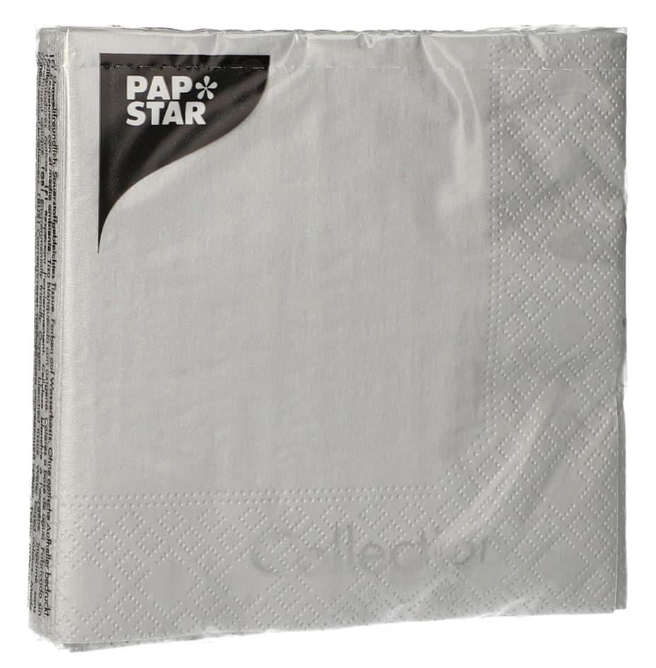 Papstar Weihnachts-Serviette, 330 X 330 Mm, Silber