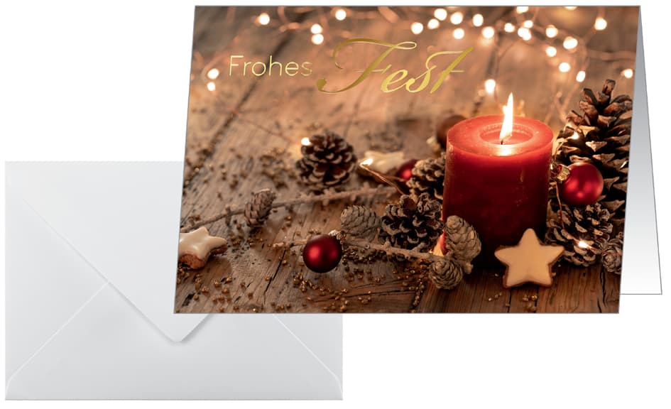 Sigel Weihnachtskarte , Red Christmas Candle, , A6 Quer (A5)