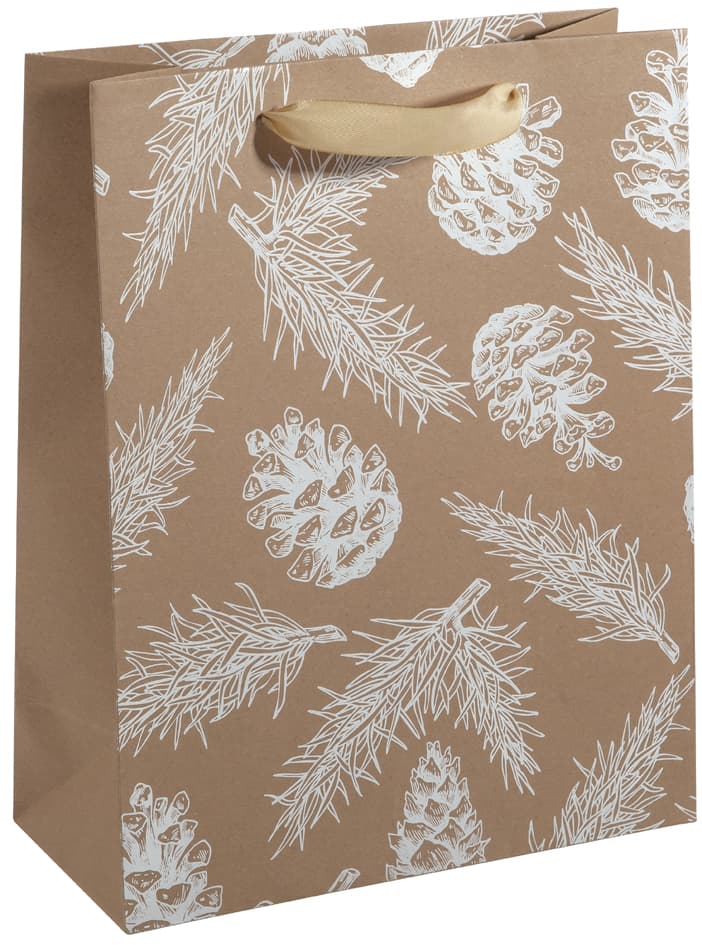Sigel Weihnachts-Geschenktüte , Pine Cones And Pine Branches,