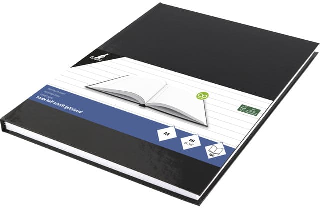 Kangaro Notizbuch, Din A4, 80 Blatt, Liniert, Schwarz
