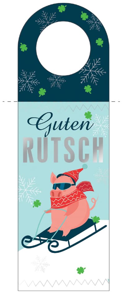 Cactus Neujahrs-Flaschenanhänger , Guten Rutsch,
