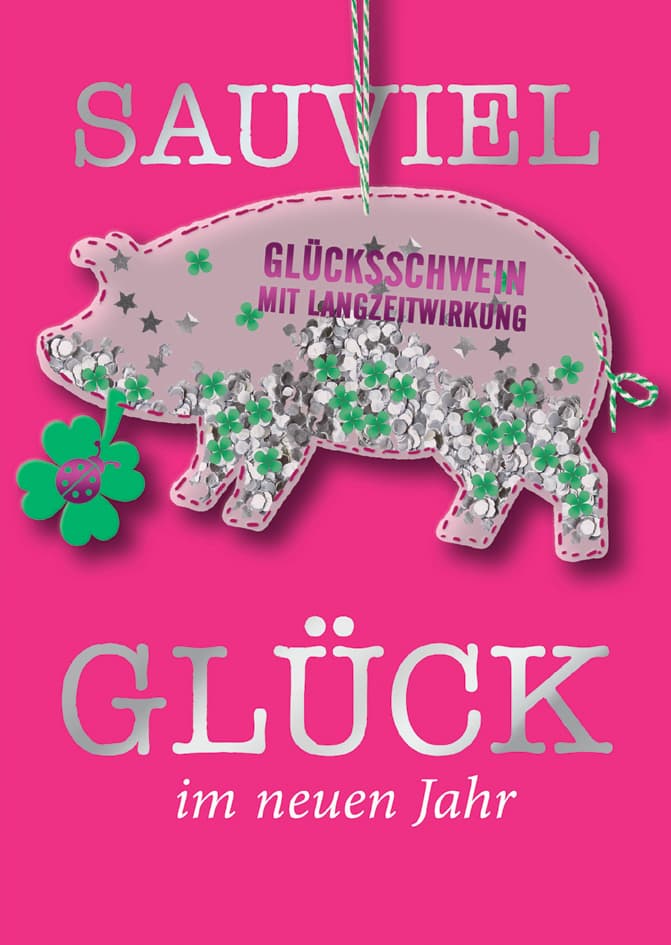 Cactus Neujahrskarte Mit Konfettischwein