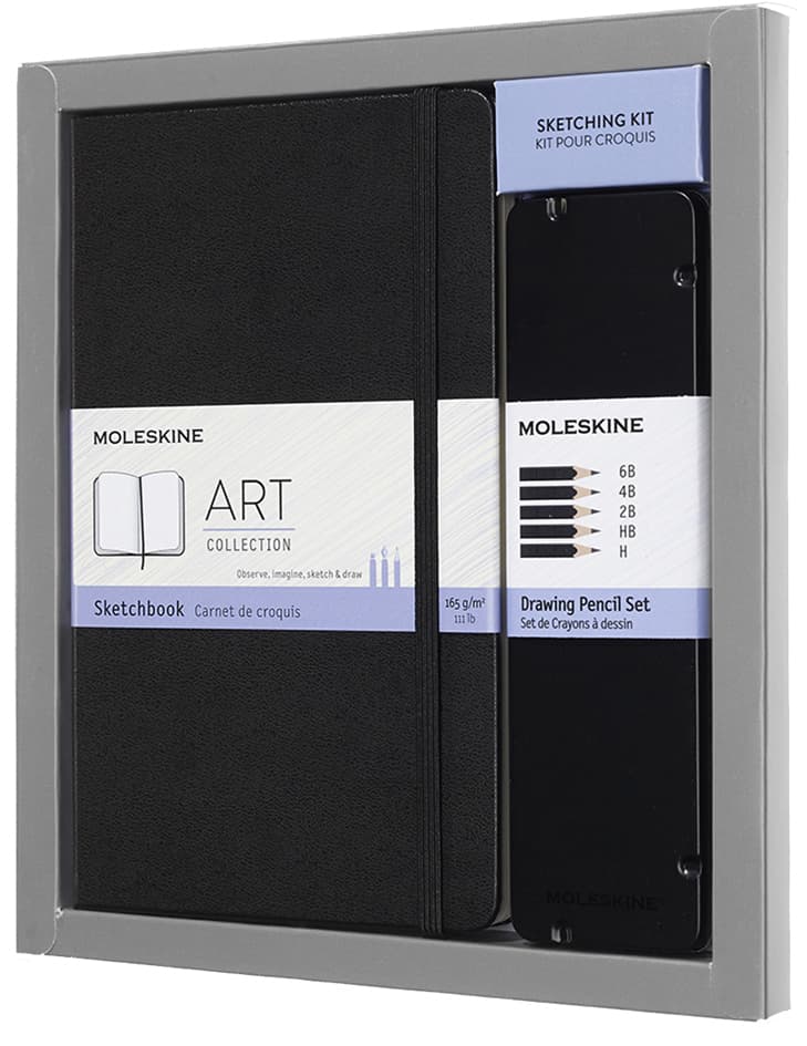 Moleskine Skizzen-Set, Skizzenbuch L/A5 + 5 Zeichenstifte