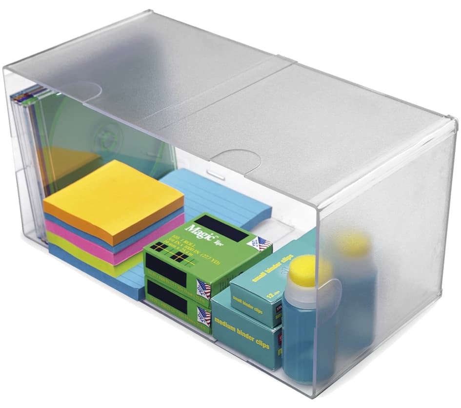 Deflecto Organisationsbox Cube Doppel, 1 Fach, Glasklar