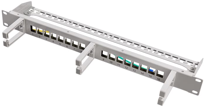 Logilink 19, Keystone Patch Panel, 16 Port, Geschirmt, Grau