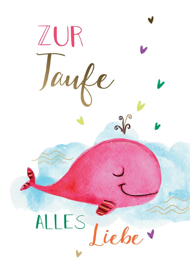 Cactus Taufkarte , Pinker Wal,