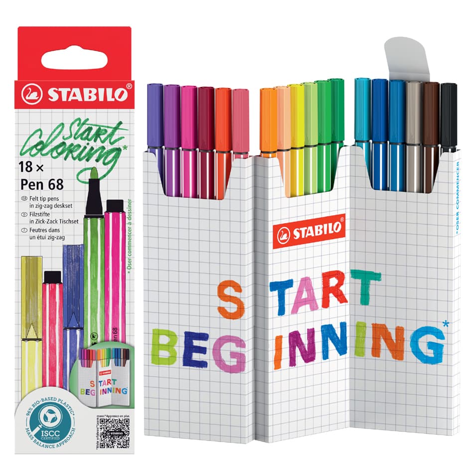Stabilo Fasermaler Pen 68, 18er Zick-Zack Tischset