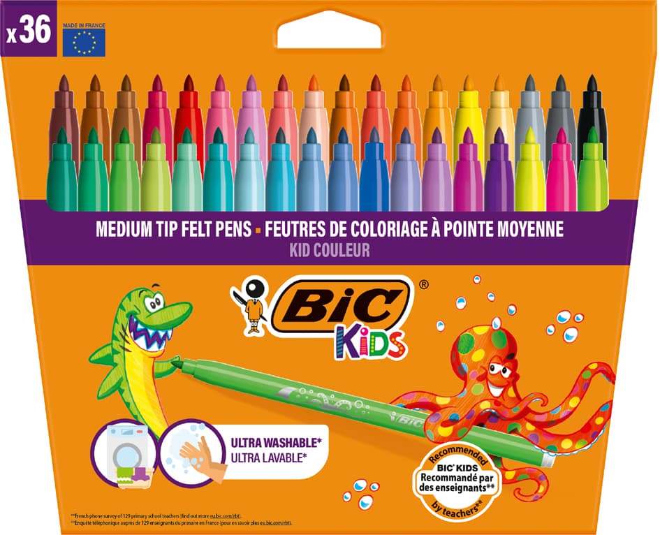 Bic Kids Fasermaler Kid Couleur Medium, 36er Kartonetui