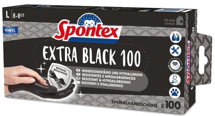 Spontex Vinyl-Handschuh Extra Black, Größe M, Schwarz