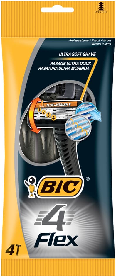 Bic Einwegrasierer 4 Flex, Für Männer, 4er Pack