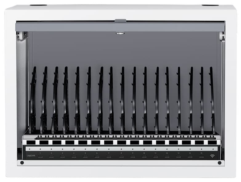 Logilink Ladeschrank Für Usb-C Geräte, 15 Ladeplätze, Grau