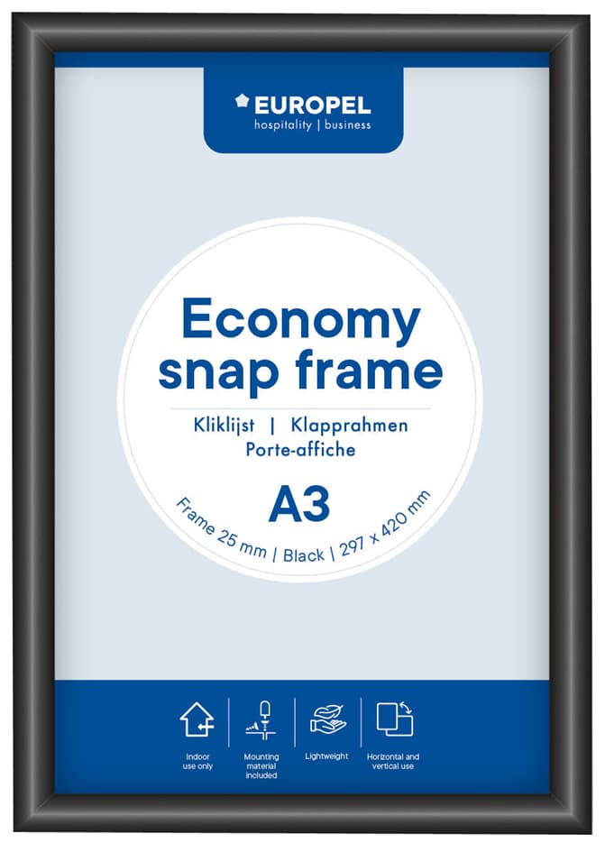 Europel Plakatrahmen Economy, Din B1, 25 Mm, Schwarz