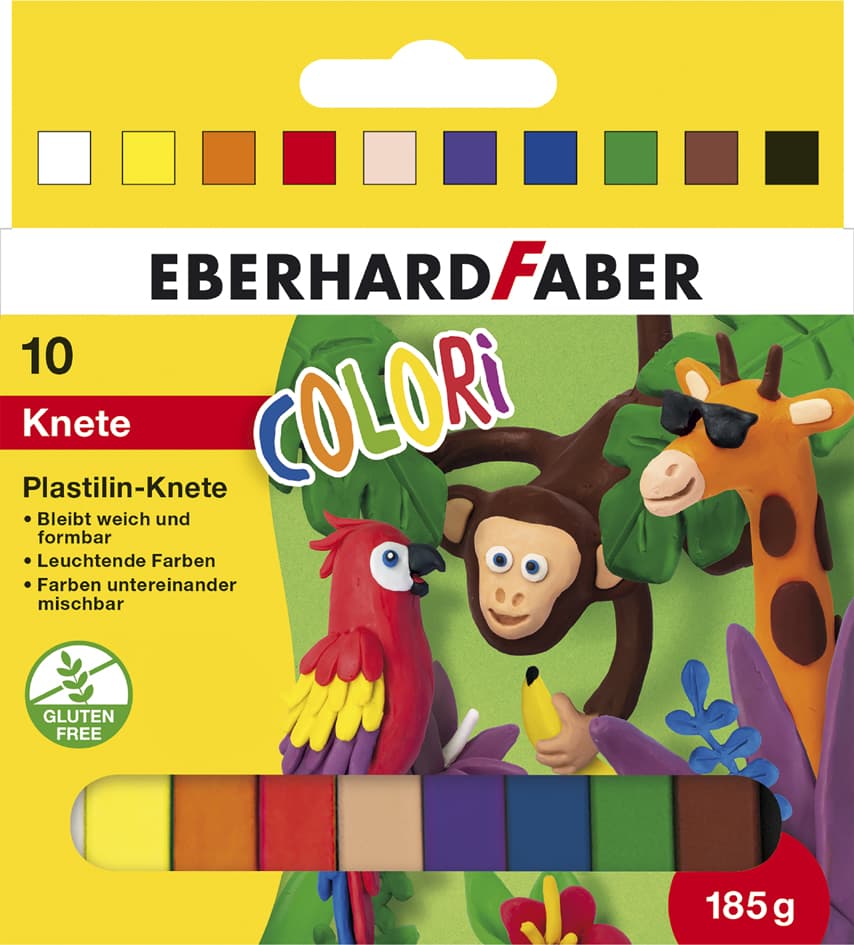 Eberhard Faber Plastilin-Knete Colori, 10er Kartonetui