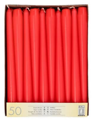 Restposten: Papstar Leuchterkerzen, 22 Mm, Rot, 50er Pack