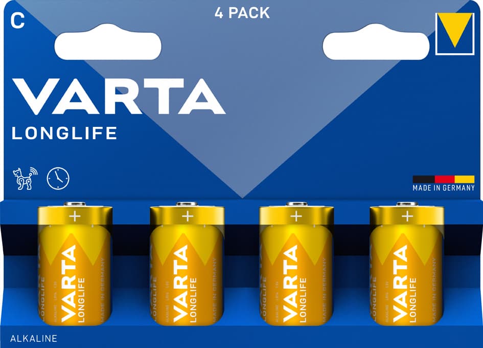 Varta Alkaline Batterie Longlife, Baby (C/Lr14), 4er